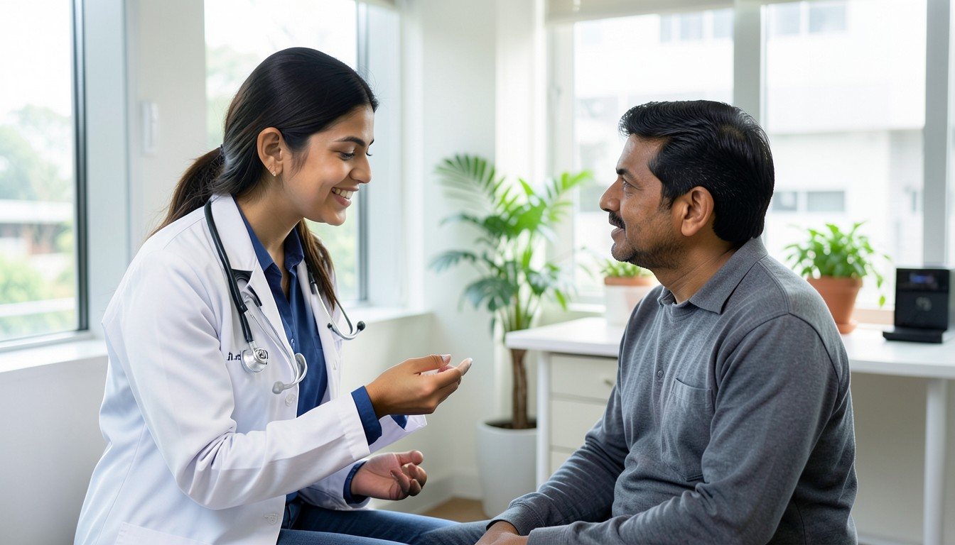 A doctor in consultation with a patient
