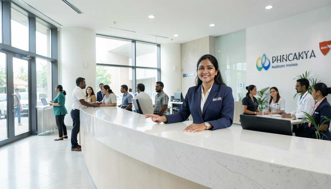 Hospital front-desk and reception area